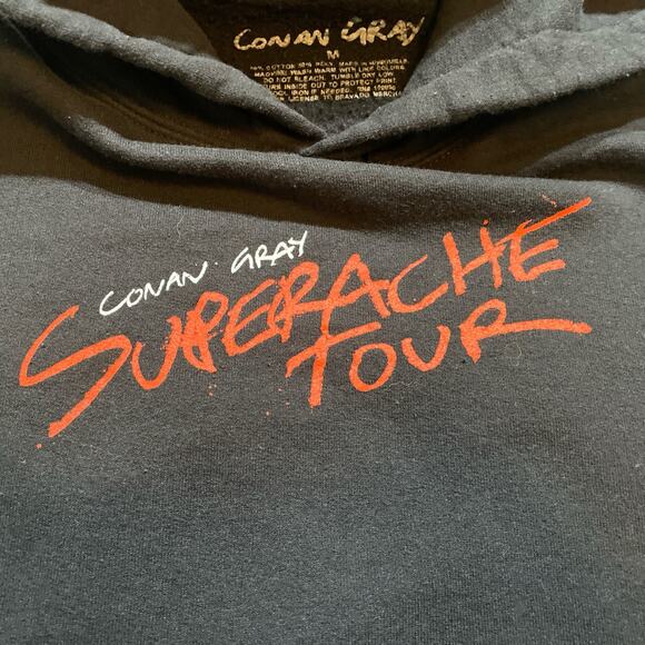 Conan Gray Superache Tour Mens Size M Black Hoodie Pullover Sweatshirt Music - Picture 2 of 7